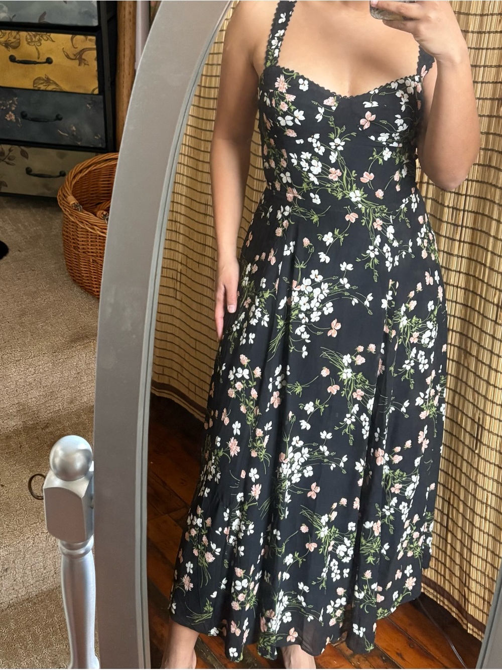 Lela Floral Cutout Maxi Dress - Black